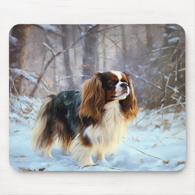 English Toy Spaniel Let It Snow Weihnachten Mousepad (Vorne)