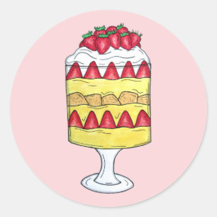 English Trifle Fruit Custard Dessert British Food Runder Aufkleber