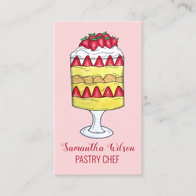 English Trifle Fruit Custard Dessert British Food Visitenkarte (Vorderseite)