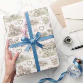 English Village Wedding Watercolor Pattern Geschenkpapier