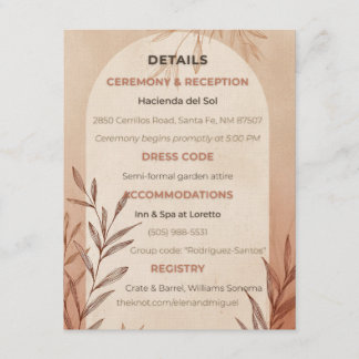 English Wedding Details Card Terracotta Arch Einladung