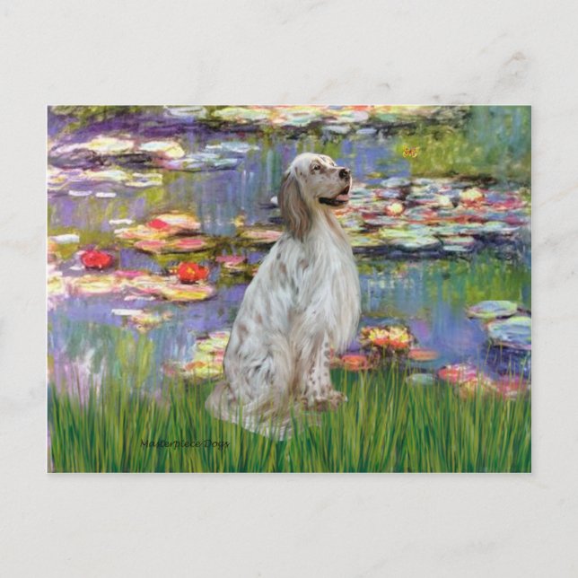 EnglishSetter 1 - Lilies 2 Postkarte (Vorderseite)