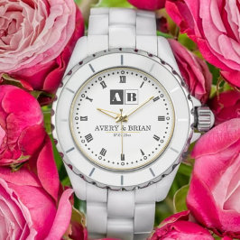 Engraved Monogram Couples Minimalist Personalized Armbanduhr