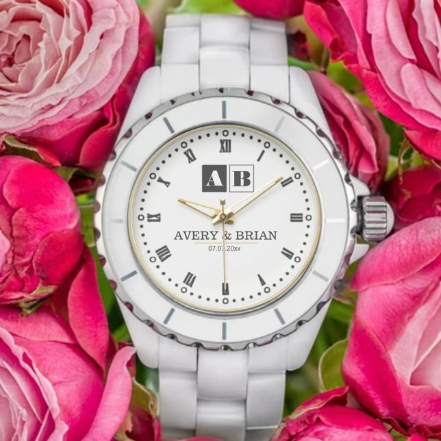 Engraved Monogram Couples Minimalist Personalized  Armbanduhr (Von Creator hochgeladen)