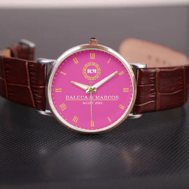 Engraved Monogram Couples Minimalist Personalized Armbanduhr