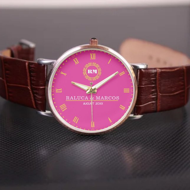 Engraved Monogram Couples Minimalist Personalized  Armbanduhr (Von Creator hochgeladen)