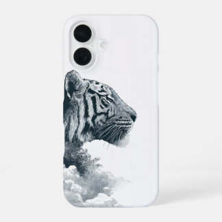 Engraved Tiger Profile Mystic Forest iPhone 16 Hülle