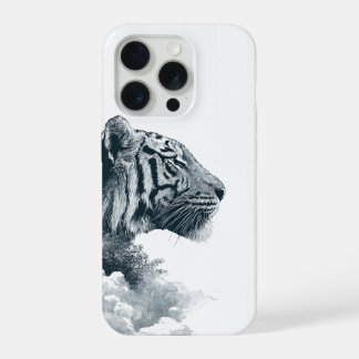 Engraved Tiger Profile Mystic Forest iPhone 15 Pro Hülle