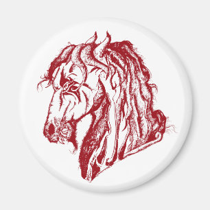 Engry Devil Pferd in Rot und wählen Sie Ihren Hint Magnet