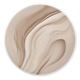 "Enigmatic Oasis" | Beige Abstrakte Kunst Keramikknauf