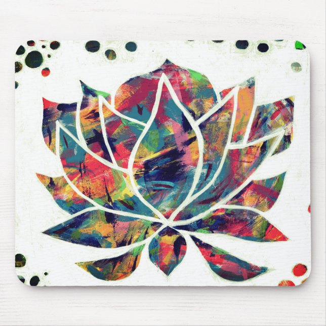 Enigmatic Oriental Lotus Blume Original Abstrakt Mousepad (Vorne)