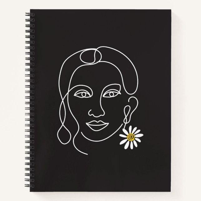 Enigmatic Woman - Line Art Design Notizbuch (Vorderseite)