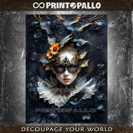 Enigmatisch venezianisch maskierte Dame Seidenpapier