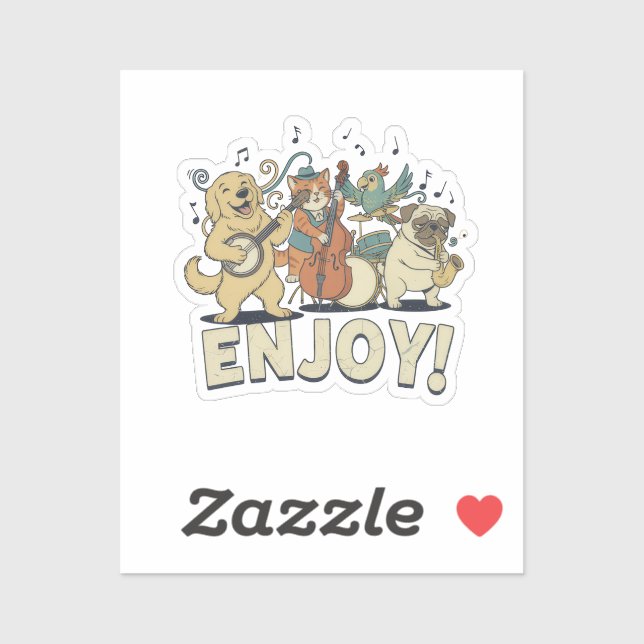 “Enjoy – Cute Pets Playing Musical Instruments Aufkleber (Blatt)