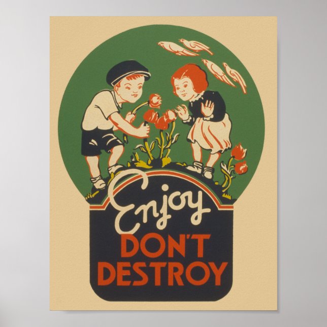Enjoy Don't Destroy Vintages WPA-Poster Poster (Vorne)