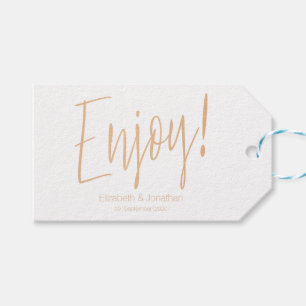 "Enjoy" Rose Gold Calligraphy Gastgeschenk Hochzei Geschenkanhänger