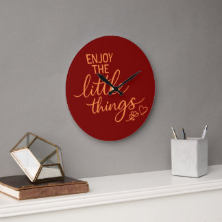 Enjoy The Little Things Gratitude Positivity Quote Große Wanduhr