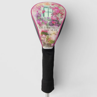 Enjoy The Ride Watercolor Bicycle With Flowers Golf Headcover
