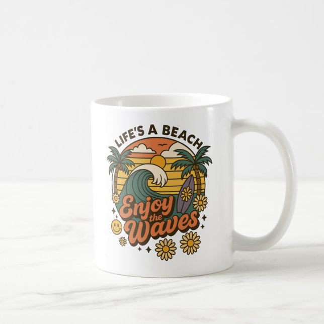 Enjoy the Waves – Vibrant Beach Life Mug Kaffeetasse (Rechts)