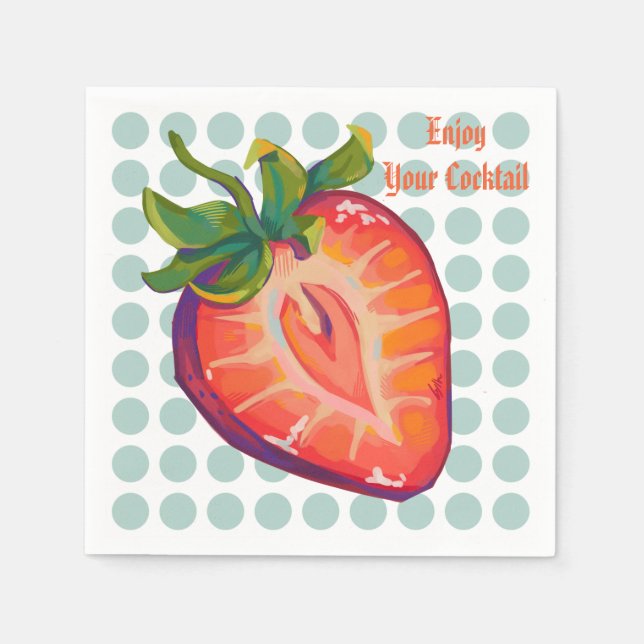 Enjoy your cocktail, Strawberry  Serviette (Vorderseite)