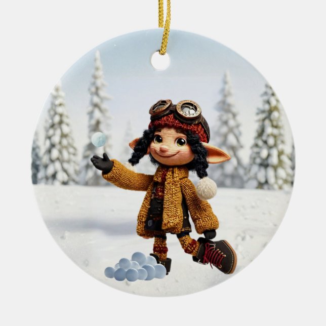 Enjoying A Snow Day Keramik Ornament (Vorne)