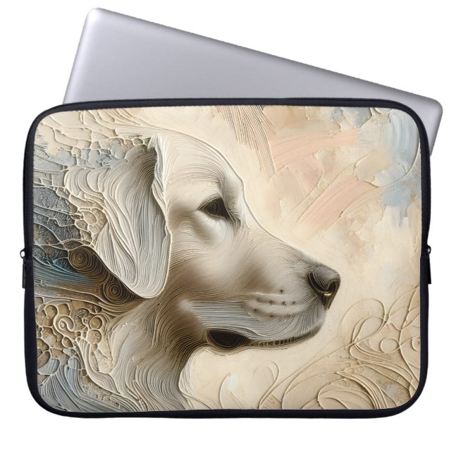 Enkaustischer Paint Portait eines Golden Retriever Laptopschutzhülle (Vorderseite)