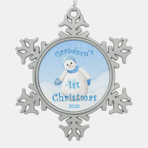 Enkel-1. WeihnachtsSchneemann Schneeflocken Zinn-Ornament
