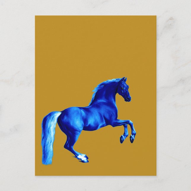 Enkel des Godolphin Arabian ... Blaues Pferd Postkarte (Vorderseite)
