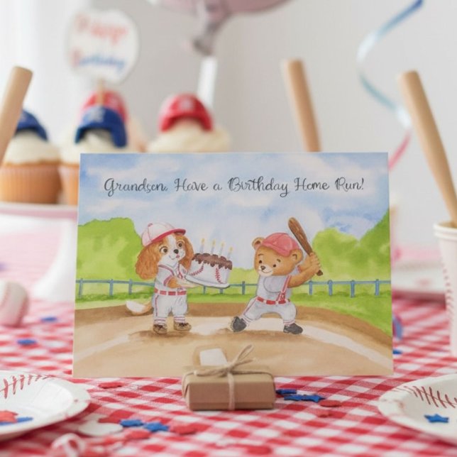Enkel Geburtstag Baseball Bär & CKCS Karte (Von Creator hochgeladen)
