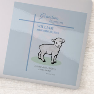 Enkel-Taufe Blau Lamm Personalisiert Aufkleber