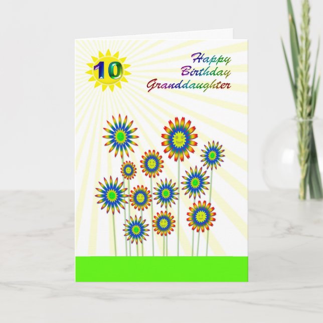 Enkelin 10, eine Happy Blume Card Karte (Vorderseite)