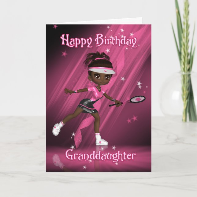 Enkelin Birthday Card Tennis Player - Tweets Karte (Vorderseite)