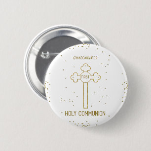 Enkelin Erste Heilige Kommunion Goldfarbener Kreuz Button