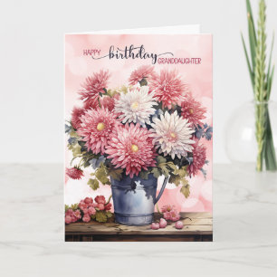 Enkelin Geburtstag Rosa Chrysanthemen Karte