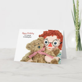 Enkelin Geburtstagspuppe mit Teddybär Karte
