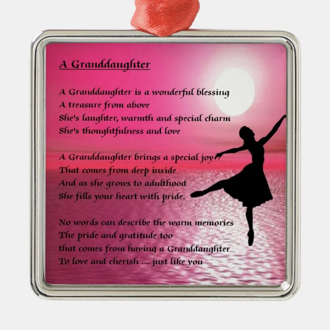 Enkelin-Gedicht - Ballerina Silbernes Ornament (Vorne)