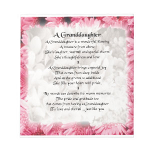 Enkelin-Gedicht - rosa Blumenmuster Notizblock