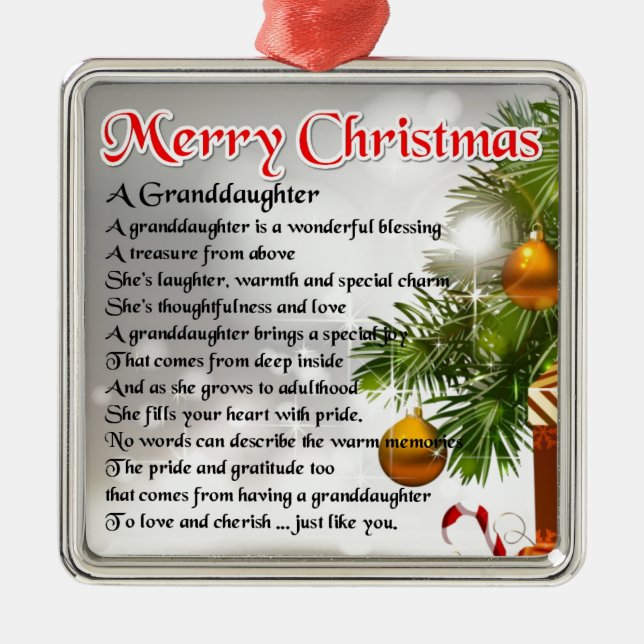 Enkelin-Gedicht - Weihnachtsentwurf Ornament Aus Metall (Vorne)