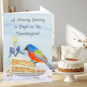 Enkelin Glücklicher Februar Geburtstag Buntgemalte Karte