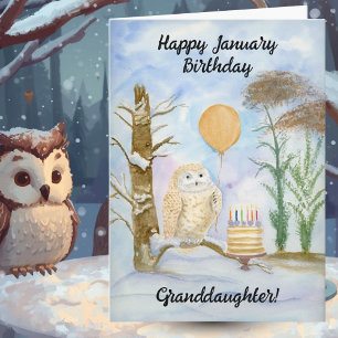 Enkelin Glücklicher Januar Geburtstag Eulen Torte Karte