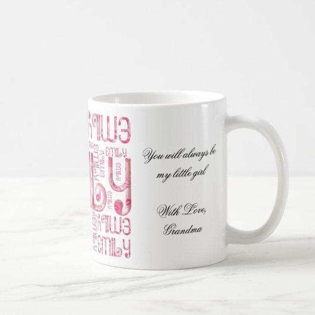 Enkelin-Namensemily-Typografie-Tasse Tasse (Rechts)