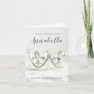 Enkelin Sechzehnter Geburtstag Elegantes Silber Karte