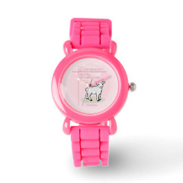 Enkelin Taufe Rosa Girl Lamm Name und Datum Armbanduhr