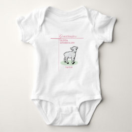Enkelin Taufe Rosa Girl Lamm Name und Datum Baby Strampler