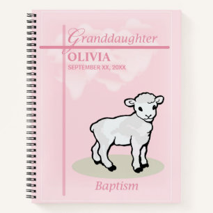 Enkelin Taufe Rosa Girl Lamm Name und Datum Notizbuch