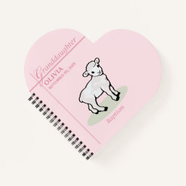 Enkelin Taufe Rosa Girl Lamm Name und Datum Notizbuch