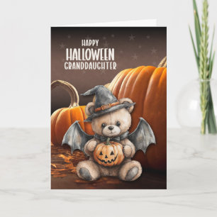 Enkelin Teddybär Hexe und Flügel Halloween Feiertagskarte