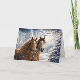 Enkelin Weihnachten mit Pferden im Schnee