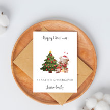 Enkelin Weihnachtsbaum-Teddybär-Grußkarte