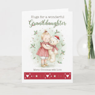 Enkelin Weihnachtsumarmungen Wasserfarbe Teddy Karte